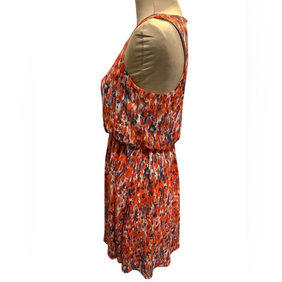 Lush Tank Dress Orange, Red, Purple White Abstract Pattern Fully Lined Sz Small. - Picture 4 of 11